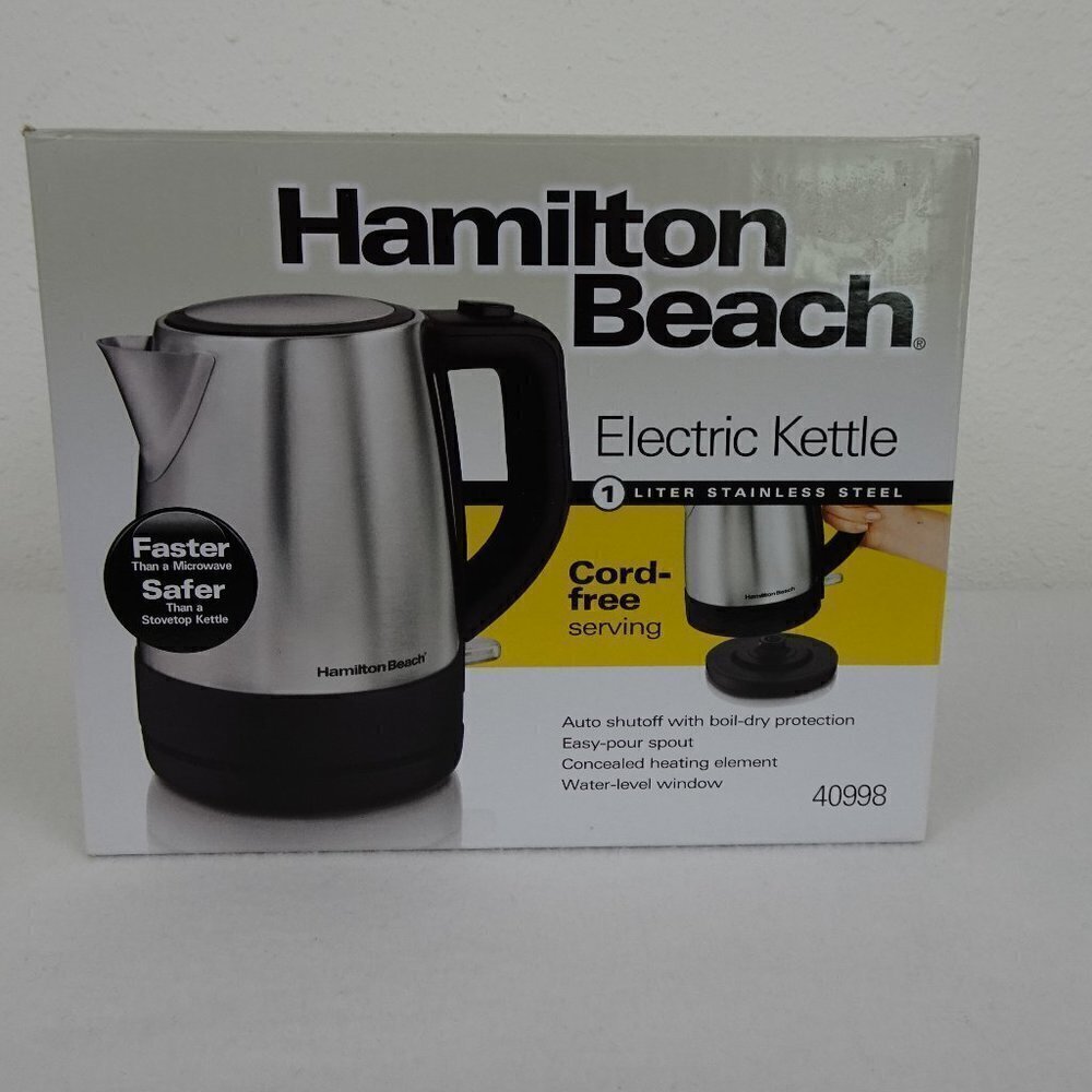 Hamilton Beach Electric Kettle NEW Cord Free 1 Liter Auto Shutoff